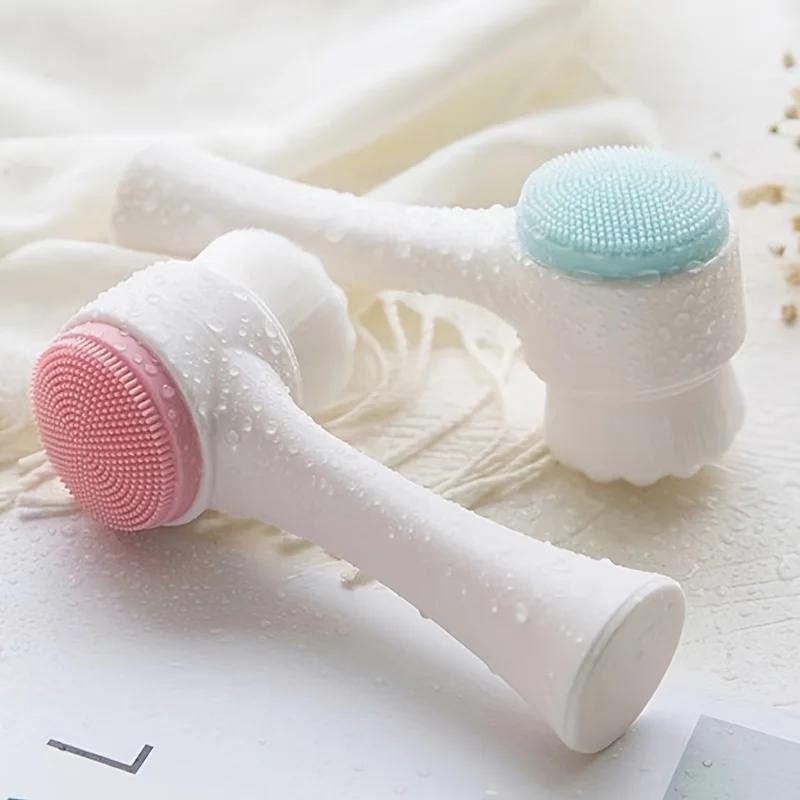 Pet Paw Cleaning Brush, Dog Foot Washer Silicone Double-Sided Massage Brush, Plastic Pet Foot Cleaning Tool with Soft Bristles F