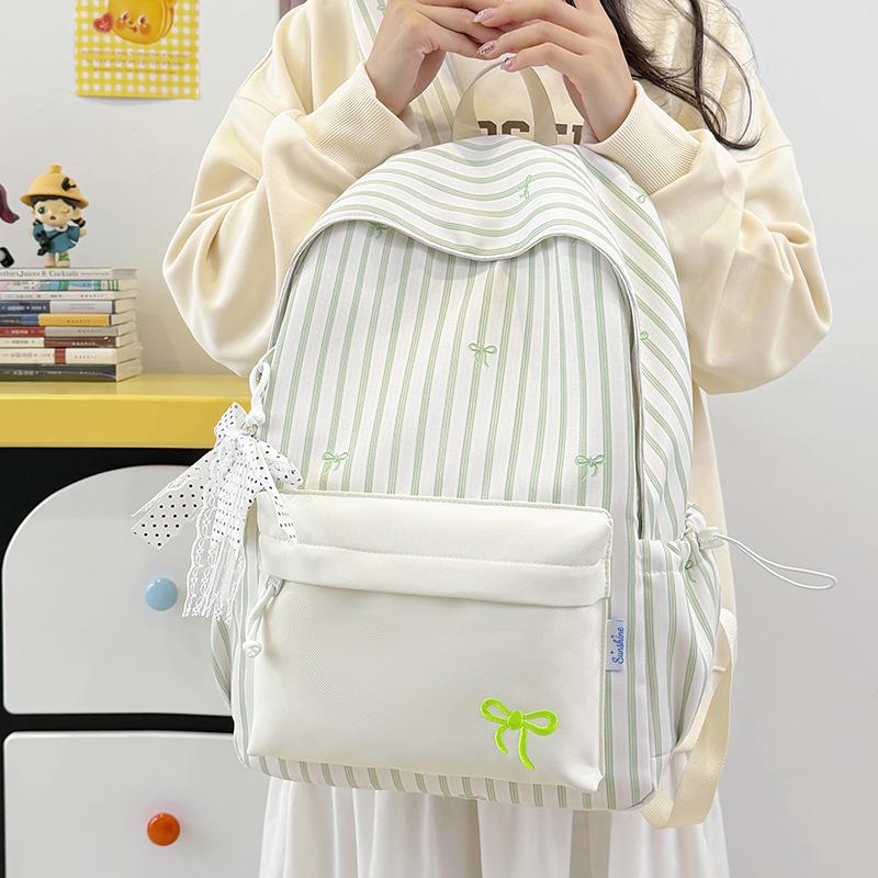 Schoolbag new Korean version cute high school student striped ins schoolbag high value backpack simple student large capacity backpack