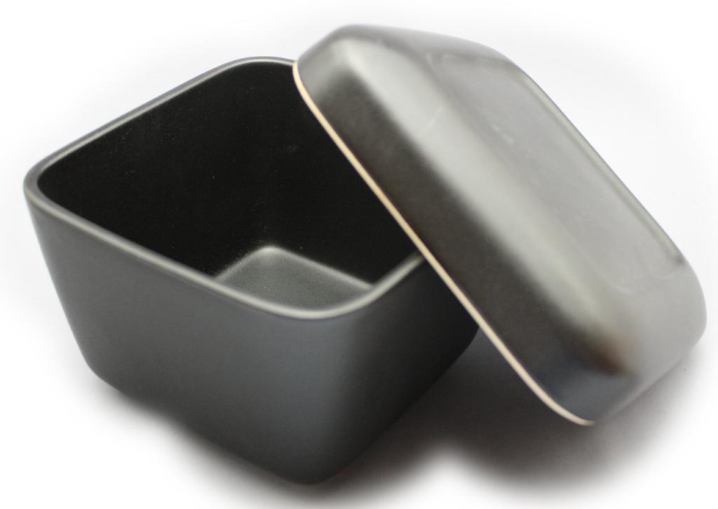 Santo Banko Ware Ceramic Rice Container, Black Glaze, Square, 2-Go Capacity, Made In Japan, 08923