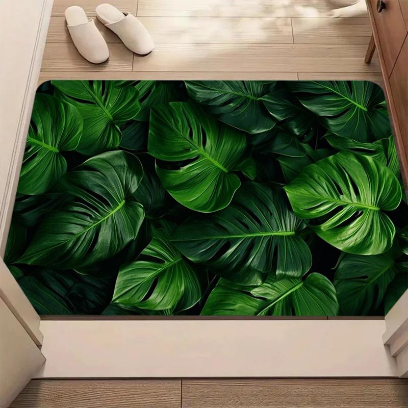 Monstera Leaf Pattern Welcome Doormat Rug Carpet Home Decoration Non Slip Floor Mat Tropical Plant Theme Welcome Mat