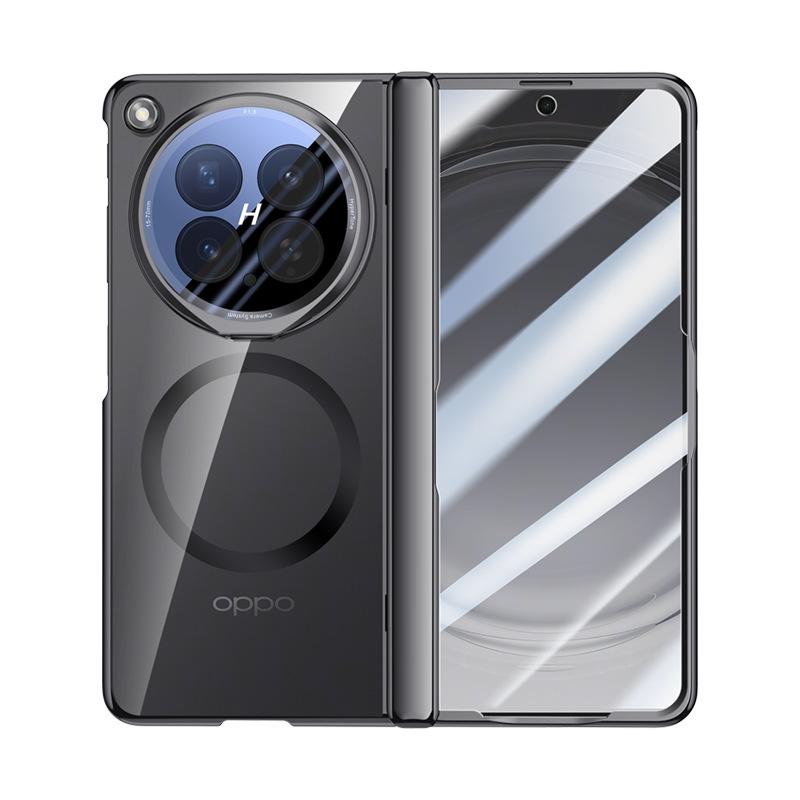 Applicable To Oppofindn6 Mobile Phone Case Film Integrated Transparent N6 Magnetic Suction Lens Bracket Electroplating Central Axis Hinge Anti-drop