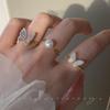 Elegant Purple Gold Butterfly Adjustable Ring with Faux Pearl - Trendy Light Luxury Jewelry for Women