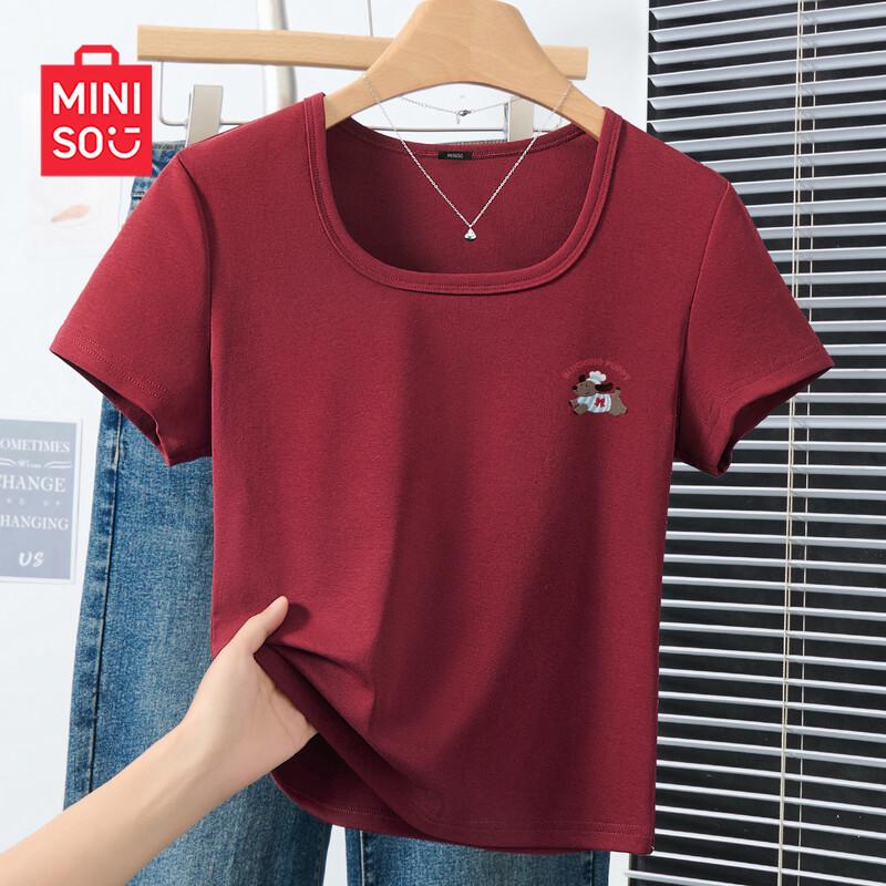 MINISO Women s U-Neck Knit Short Sleeve Top XL