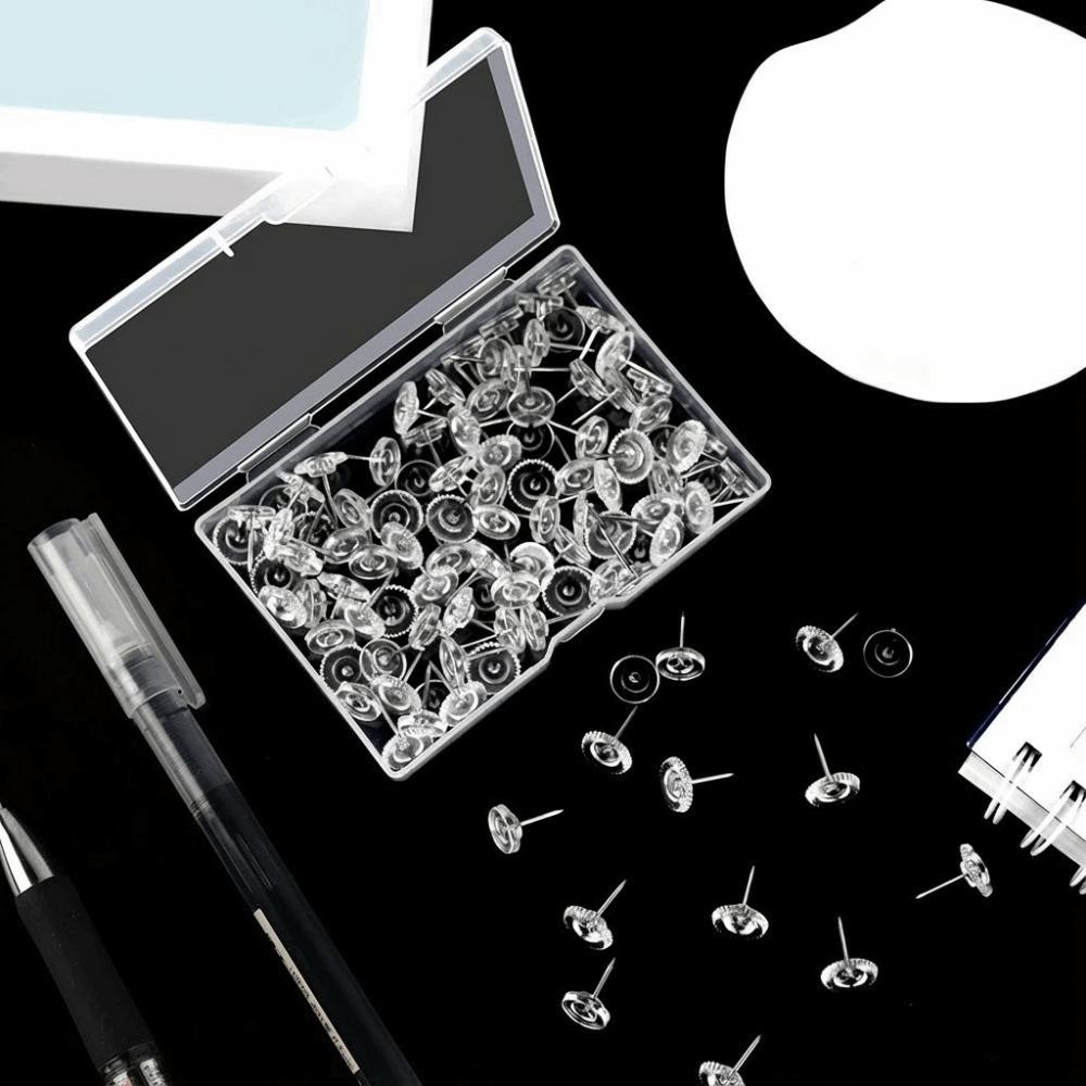 100Pcs DIY Transparent Push Pins Creative Multifunctional Thumb Tacks Durable with Box Cork Board Pushpin Wall Markers