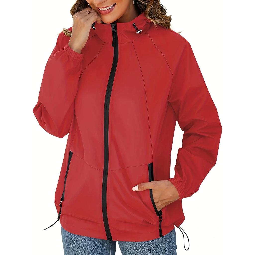 Popular windbreaker zipper hooded lightweight outdoor windproof jacket thin outdoor jacket women