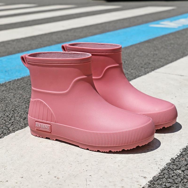 British short women's rain boots fashionable outdoor rain shoes wading shoes thickened waterproof shoes non-slip flat women's water shoes rubber shoes