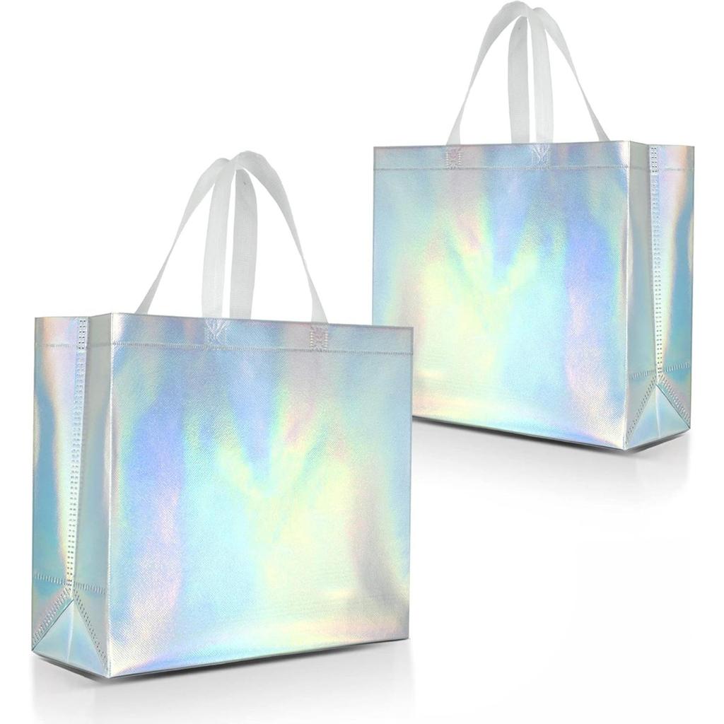 Large Rainbow Reflective Gift Tote with Handles – Non-Woven Fabric Bag for Birthdays