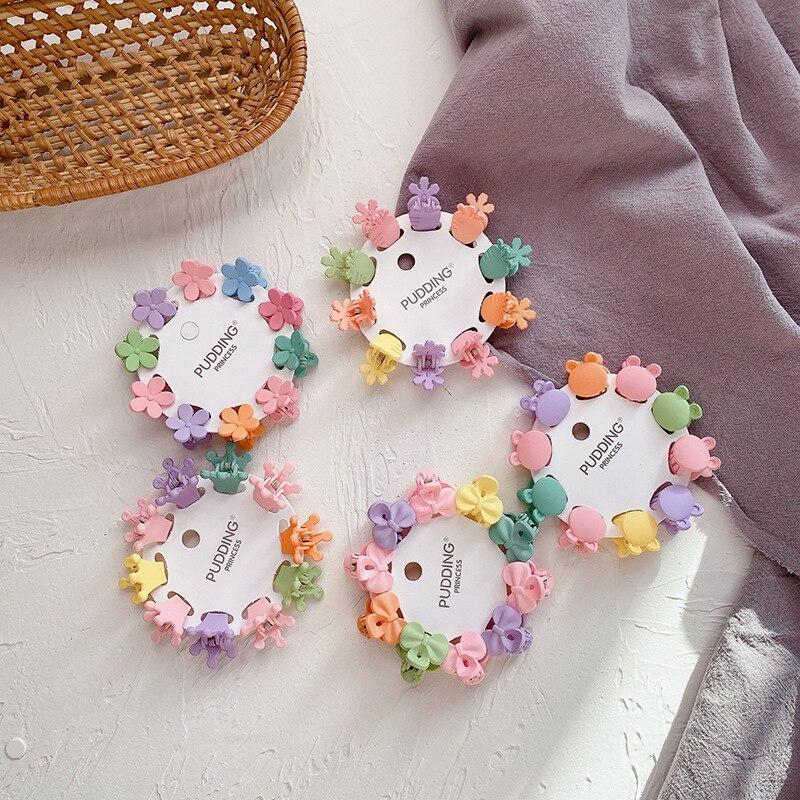 10 Pcs/set Cute Flower Stars Small Hair Claws for Girls Kids Hair Pins Colorful Hair Clips Crabs Fashion Hair Accessories