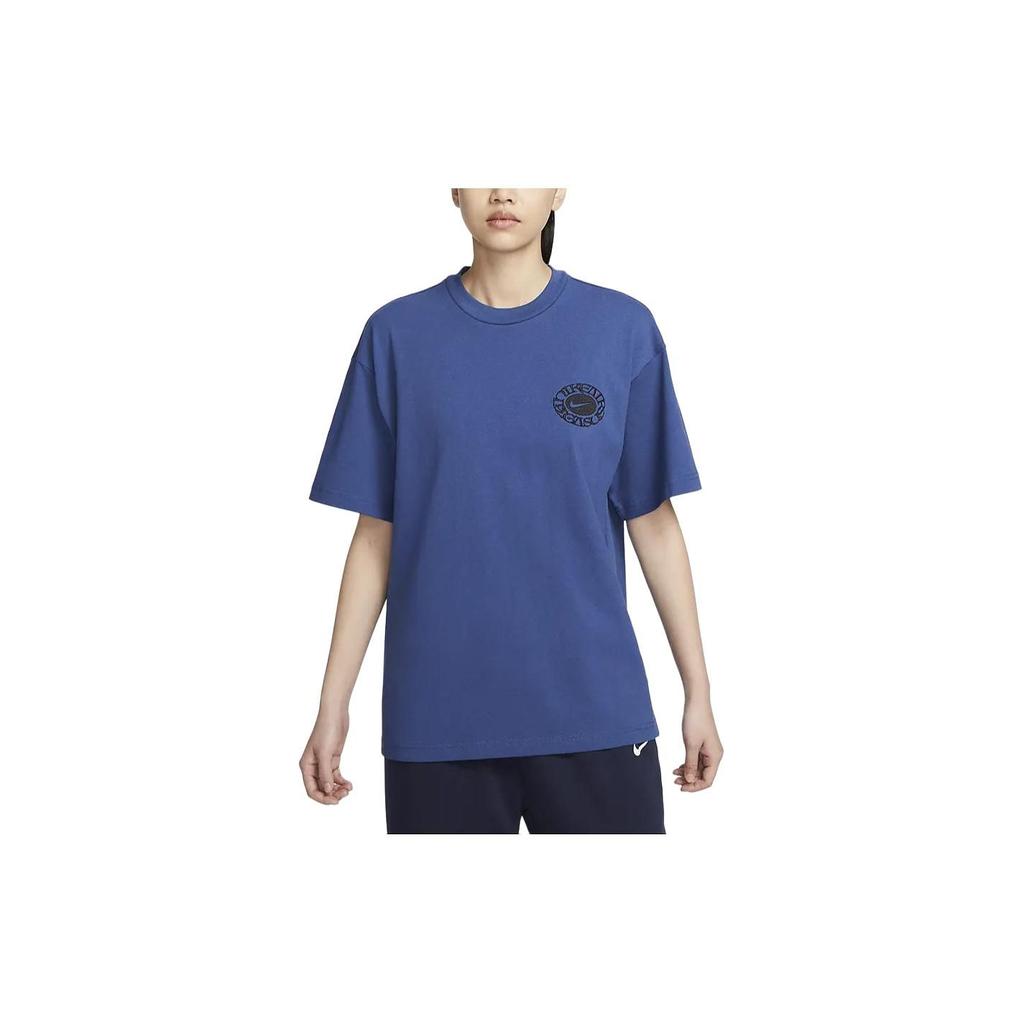 Nike Logo Round Neck Casual Short Sleeve T-Shirt Unisex T-Shirt Blue FZ7621-486