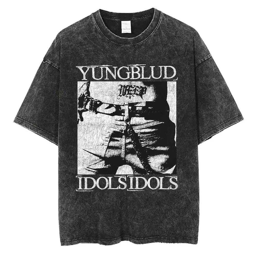 Gewaschenes Vintage Yungblud Lowlife Logo T-Shirt Herren Damen Mode Rock Retro Kurzarm T-Shirt Herren Freizeit Baumwoll T-Shirts