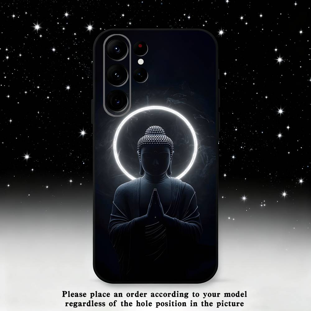 Buddha Art Pattern Phone Case For Samsung S25,S24 Ultra,S20,S30 plus,S22 plus,S23,S30 Ultra 5G Silicone Black Shell