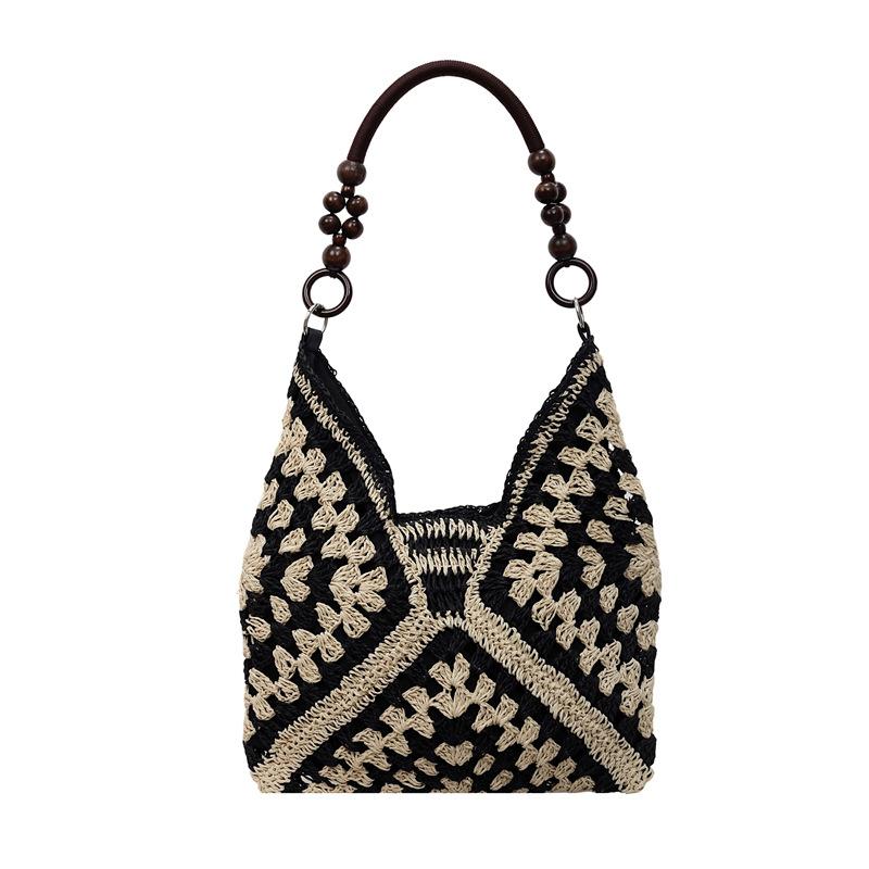 Handwoven Crochet Boho Tote Bag for Women Summer Beach Travel Casual Use