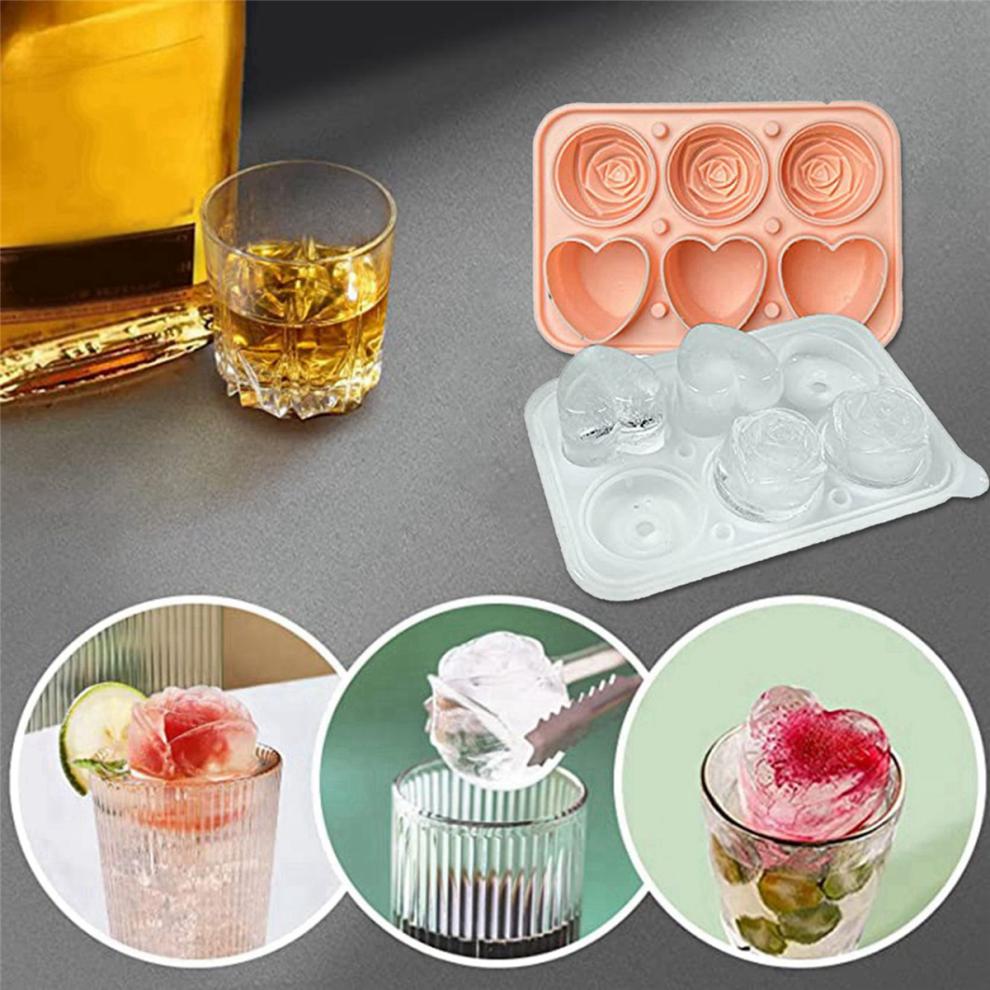 Roses Ice-Cube Mold, Heart Shape Tray, Silicone Ice Mold
