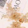2Pcs Flower Embroidered Trim Lace Applique Fabric Craft Sewing Motif Dress Decoration Wedding Bridal DIY Patches Hollowed Out
