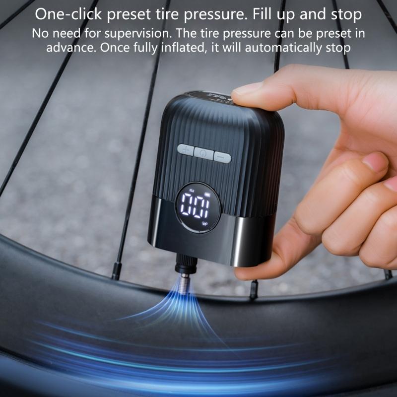Compacts Rechargeable Air Pumps for Bicycles 150PSI Capacity Light Weight Plastic Construction Travel Cycling Essential
