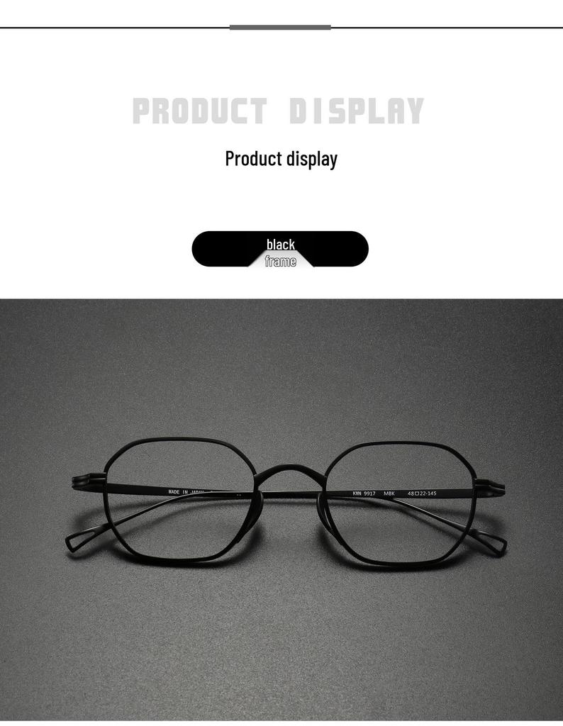 Retro Pure Titanium Unisex Myopia Glasses Frame - High Prescription, Small Square Polygon Frame