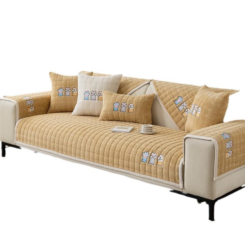 Corduroy Sofa Cushion Autumn And Winter Thickened Warm Plush Seat Cushion New Non-Slip Cover Cloth Leather Cover