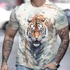 Tiger T-Shirt For Men 3D Animal 3D Print Men's Shirts Summer Short Sleeved Tee Male Pullover Oversized Top Casual Men'S Clothing