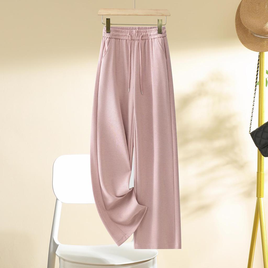 Women's High-Waisted Wide-Leg Pants - 2025 Spring/Autumn Collection: Slimming, Loose, Petite Fit, Straight-Leg Trousers