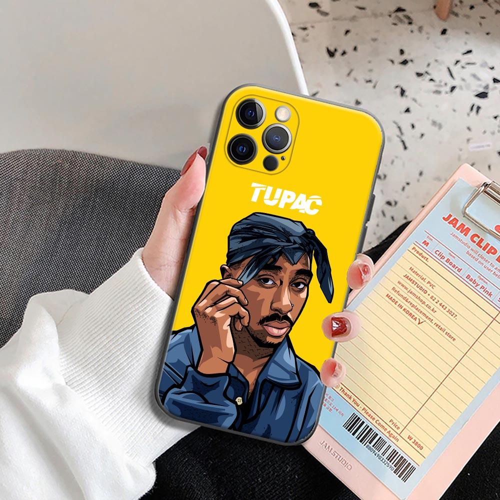 Hiphop Rap Singer 2Pac Tupac Shakur Phone Case for iPhone 17 16 14 15 Pro Plus 11 13 17 Pro 17Air 16 e Case Black Soft Cover