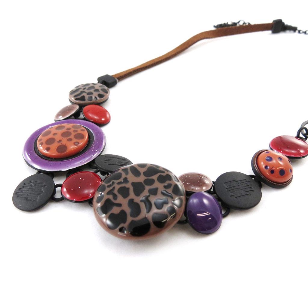 NOA [J2169] - Collier Créateur 'Safari' marron violet