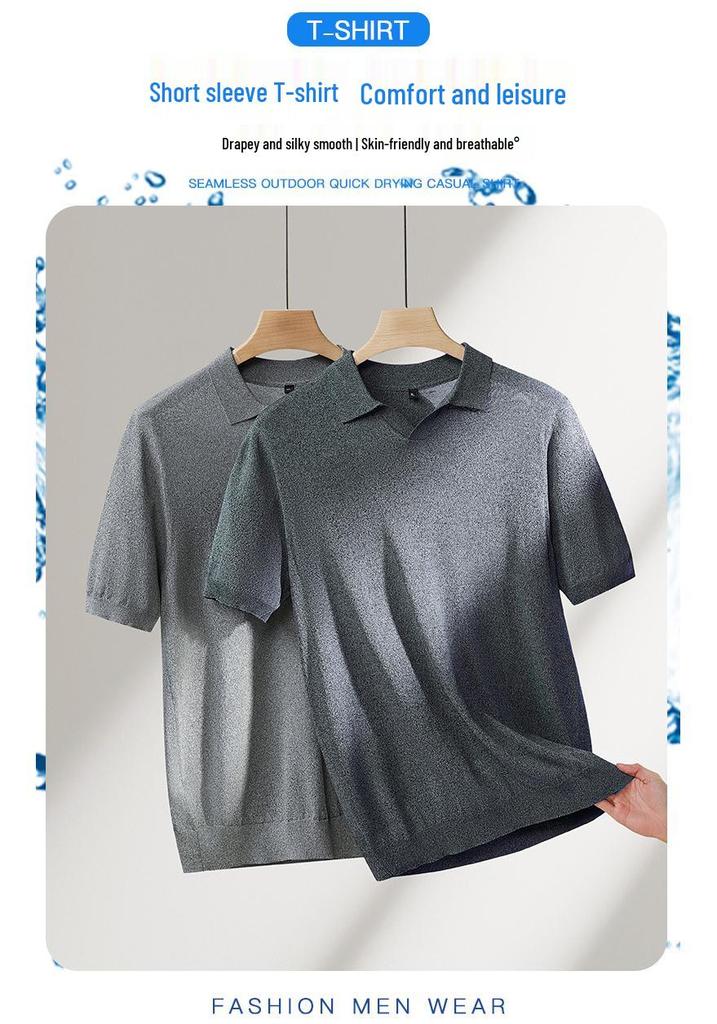 Men's Plus Size Breathable Knit Summer T-shirt - Loose Fit Short Sleeve