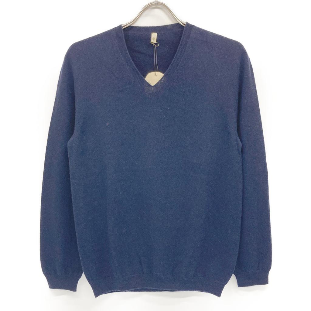 TOYOBOSHI Dark Blue KARIBA Cashmere100 09IT-EF0003 V-neck Knit Tops 2 NavyUsed