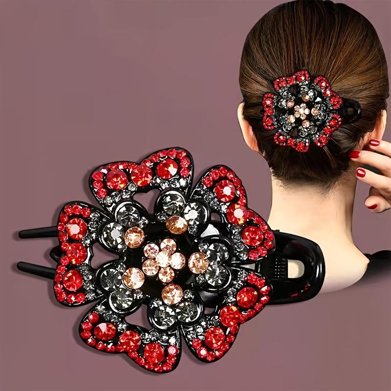 Resin Rhinestone Clip Elegant Fixed Headdress Hairpin Large Duck Clip Women Elegant Barrettes