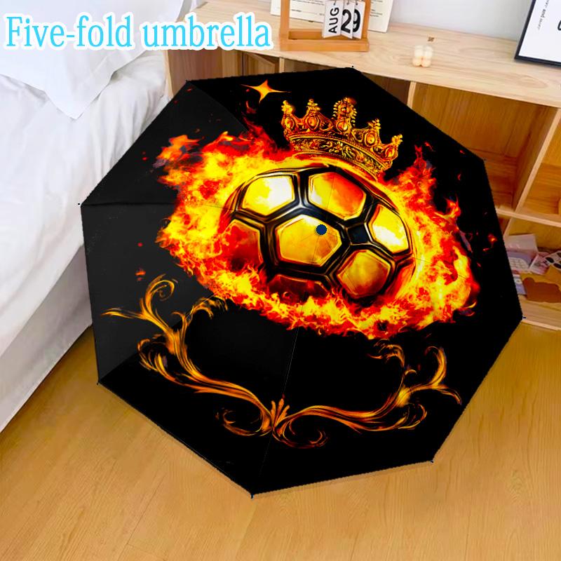 Basketball Crown Fire Sport Mini Five-Fold Lightweight Umbrella, 8-rib umbrella, Perfect for Home Travel and Outdoor Use in Any Season Gifts