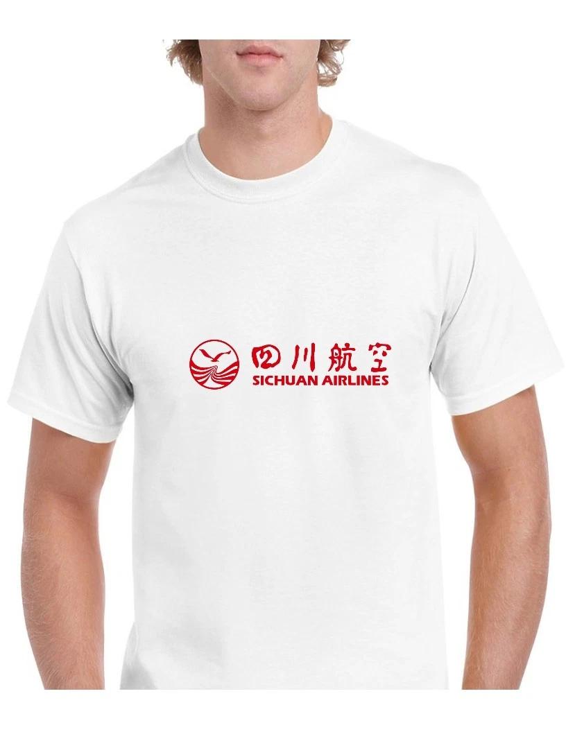 Sichuan Airlines Red Logo Chinese Aviation White Cotton T-Shirt M
