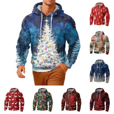 Men's Long-Sleeve Casual Flannel Hooded Sweatshirt