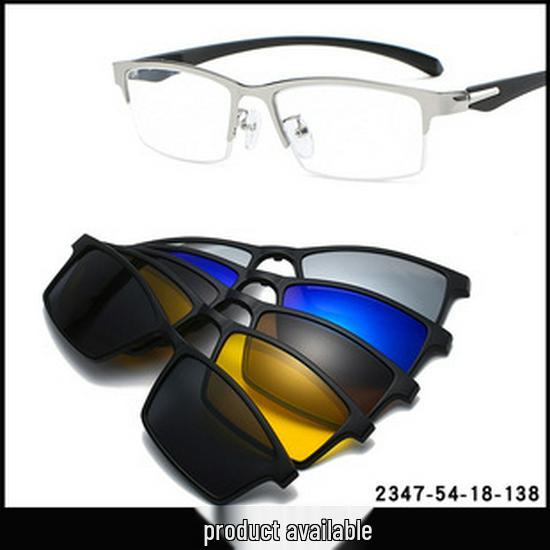 Polarized Magnetic Clip-on Sunglasses Set: Unisex TR Frame Prescription Eyeglass & Sunglasses Combo