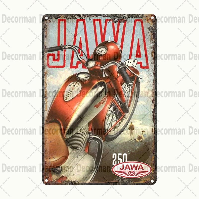 [ DecorMan]  JAWA BSA Motor Kovové Znamení Plakáty Vintage Malba Vlastní Klubová Dekorace LTA-1704 vintage dekor