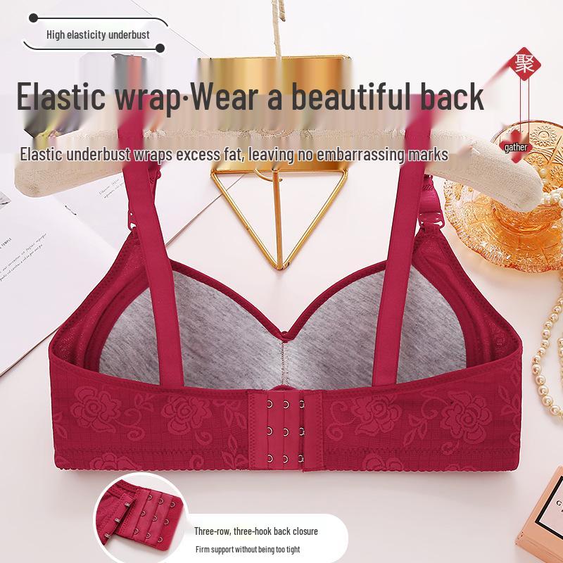 Plus Size Jacquard Bra: Comfortable Lift with Side Support, No Underwire, Beautiful Back Design