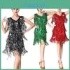 Abito da Danza Latina con Paillettes e Frange per Performance e Competizione Donna
