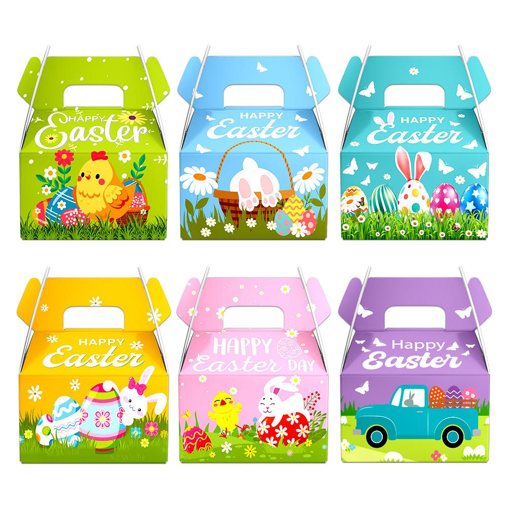 Easter, Cartoons, Cute Bunnies and Chicks, Candy and Snack Packaging, Hand-held Paper Boxes, Party Decorations