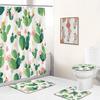 Green Tropical Plant Cactus Bathroom Curtain Polyester Fabric Shower Curtains Pedestal Rug Toilet Cover Bath Mat Set Home Decor