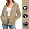 Women Lightweight Hooded Windbreaker Jacket Full Zip Outdoor Casual Sports Coat with Adjustable Drawstring and Pockets for Everyday Use