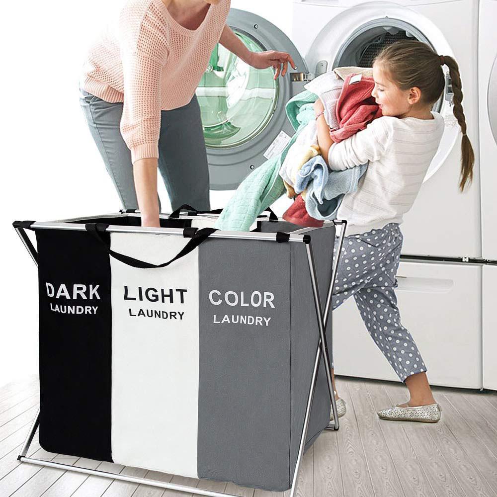 Foldable Large Oxford Cloth Laundry Basket - Washable, Portable, with Aluminum Handles