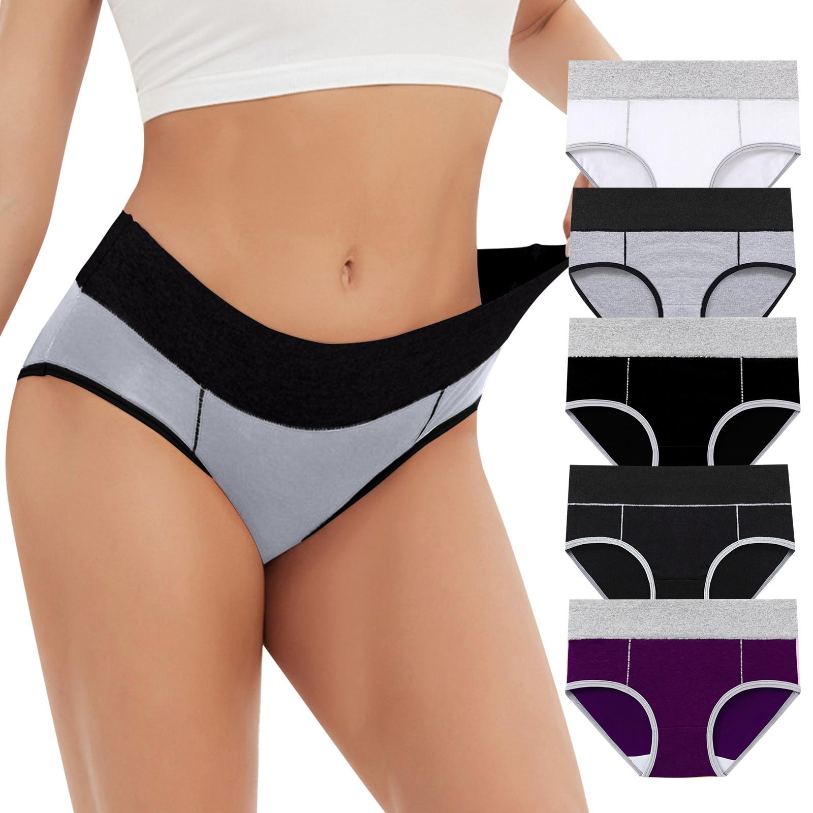 5PC Women s Large Color Cotton High Waist Pants With Raised Hips Underwear XXXXXL