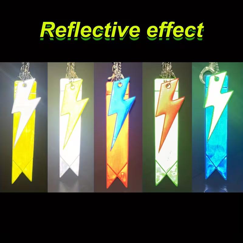 Reflective Lightning Pendant Keychain - Luminous Ribbon Accessory