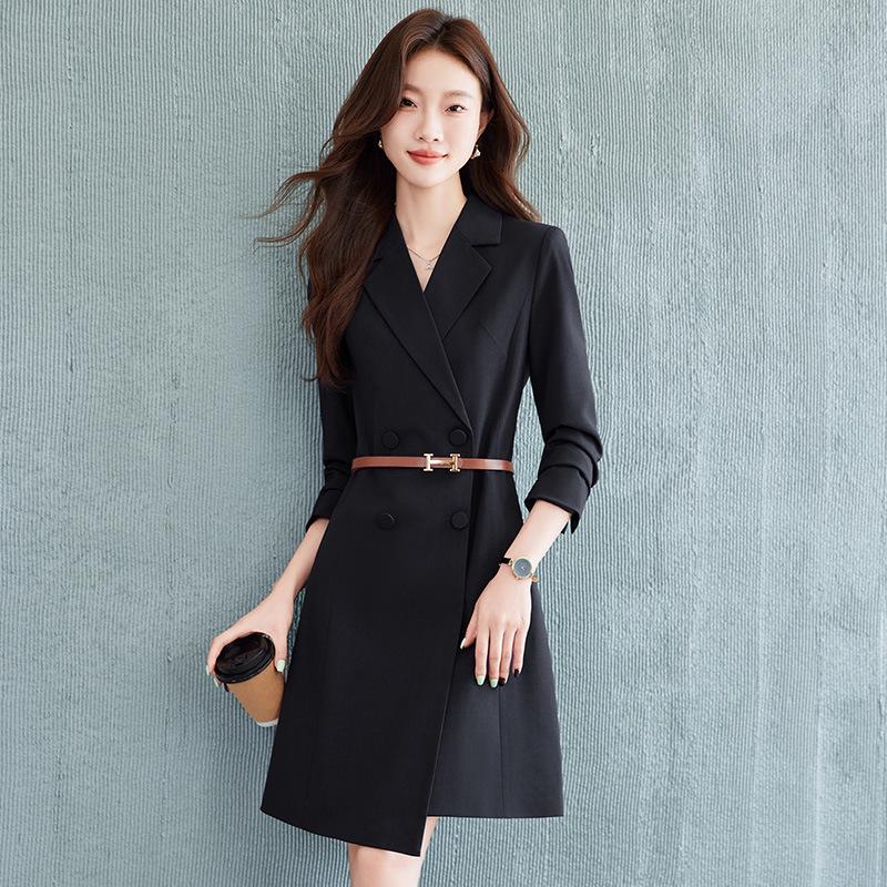 High-End Women's Suit Dress for Spring/Autumn: Elegant, Professional Formal Wear for Teachers, Speakers, and Hosts.