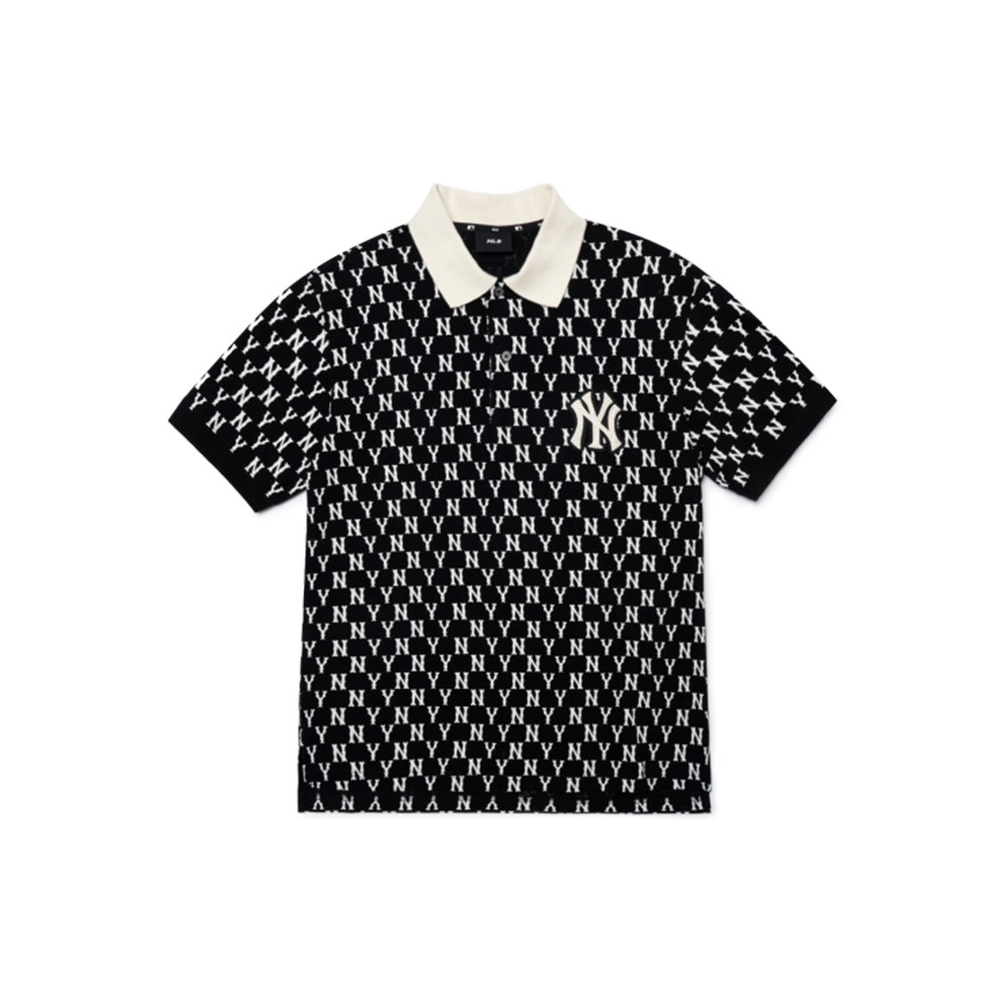MLB New York Yankees Logo All Over Print Kurzarm Poloshirt Herren Poloshirts Schwarz 3LPQM1023-50BKS XXL black