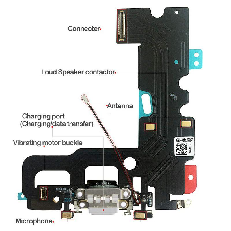 Charging Port Dock For iPhone 7 7P 8 Plus X USB Connector With Microphone Flex Cable + Waterproof Sticker