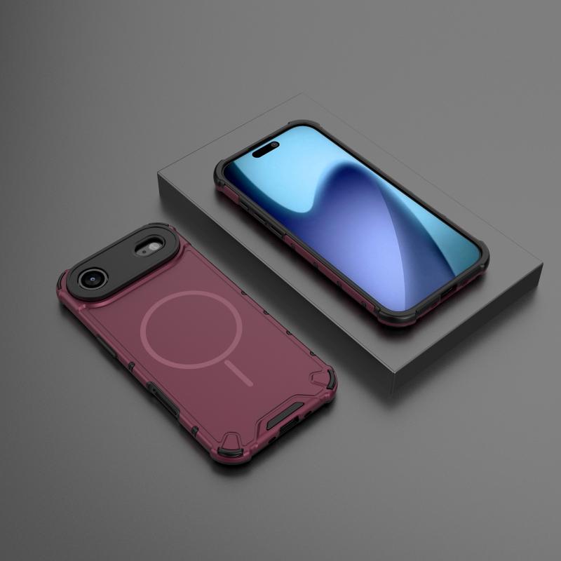 

Rugged Armor For Magsafe Case For iPhone 17 Air 16 15 14 13 12 11 17 Pro Max Plus Wireless Charge Matte Bumper Shockproof Cover iPhone 13 Pro вино красного