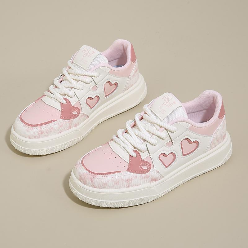 Fashion CRLAYDK Classic Womens Tennis Sneakers Walking Flat Low Top Casual Lace Up Hearts Printed Fashion Shoes Skateboard Trainers