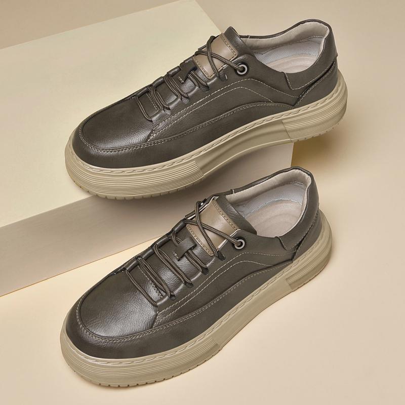 Fashion Handmade Men's Flats Lace-Up Mens Stylish Sneakers High Quality Men Casual Shoes Genuine Leather Non-Slip Walking Footwear Men