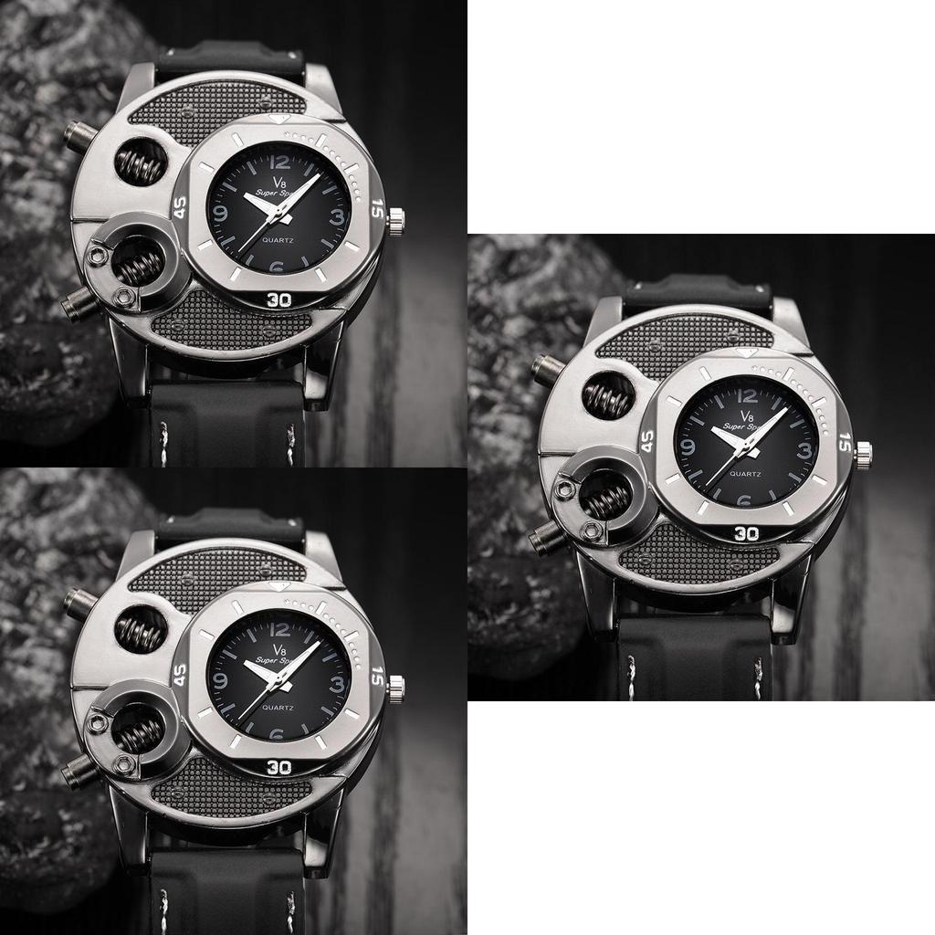 Hochwertige wasserdichte Herren-Militär-Lederuhr mit strapazierfähigem Edelstahlarmband