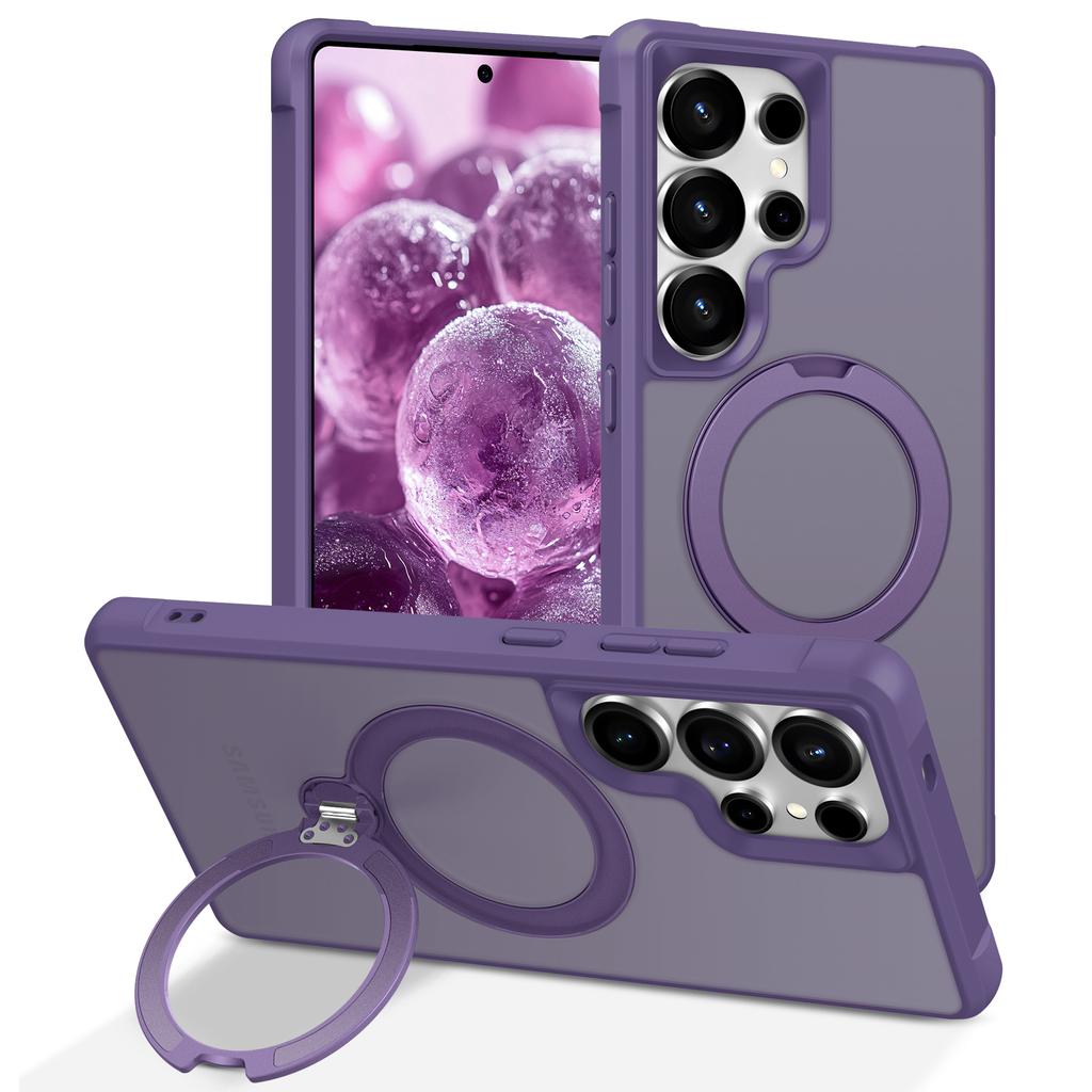 For Samsung Galaxy S25 Ultra Magnetic Case Kickstand TPU PC Shockproof Phone Back Cover