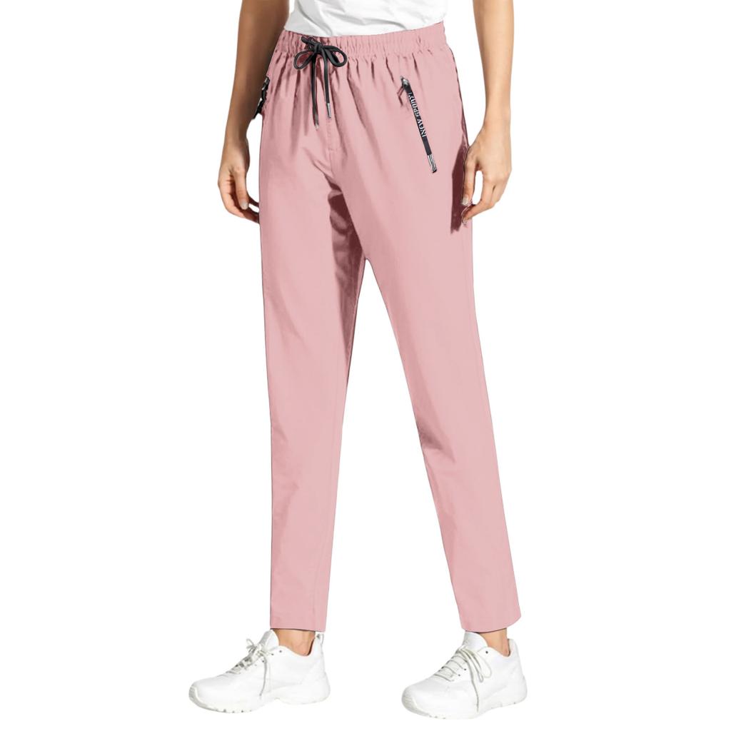 Modische Damen Farbige Elastische Taille Lässige Hosen Mit Taschen Und Sporthosen